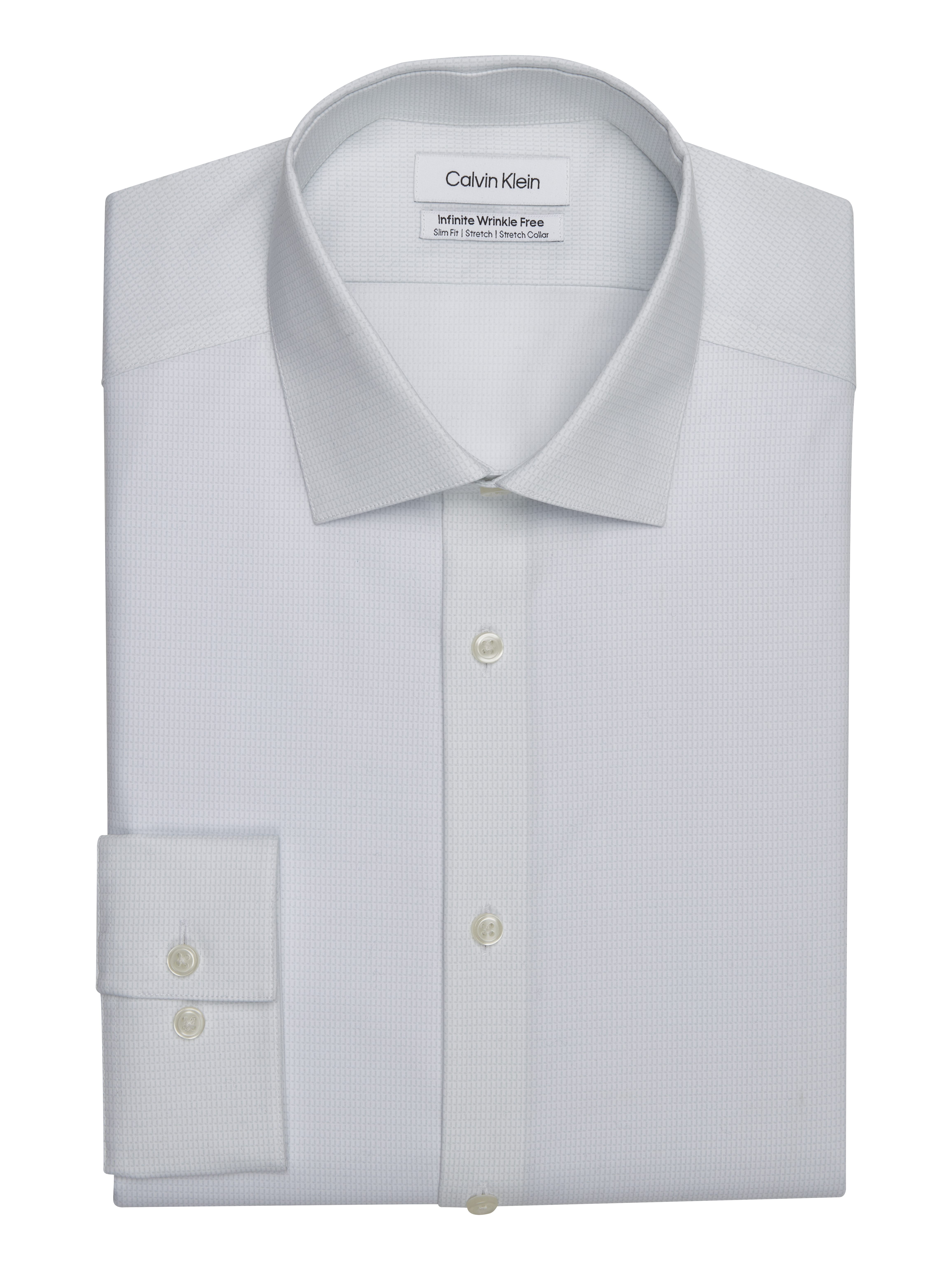 Slim Fit Spread Collar Textured Dress Shirt