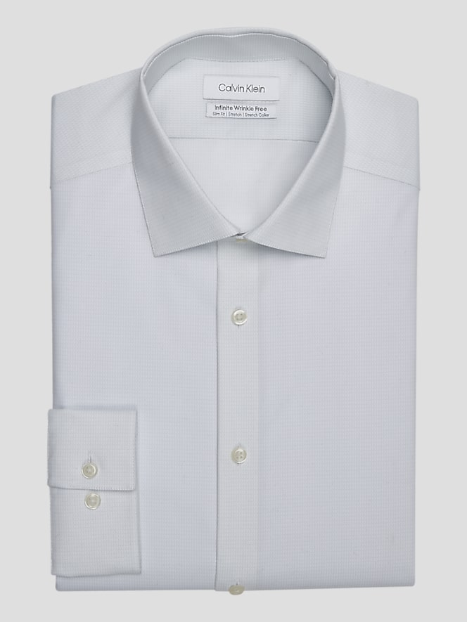 Calvin Klein Slim Fit Spread Collar Textured Dress Shirt