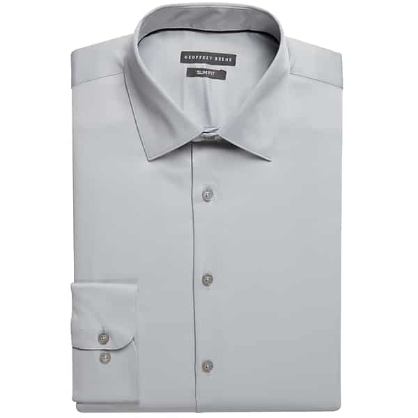 Geoffrey Beene Men's Slim Fit Cotton Blend Spread Collar Dress Shirt Fog Grey - Size: 17 1/2 32/33 TMW51GB75303
