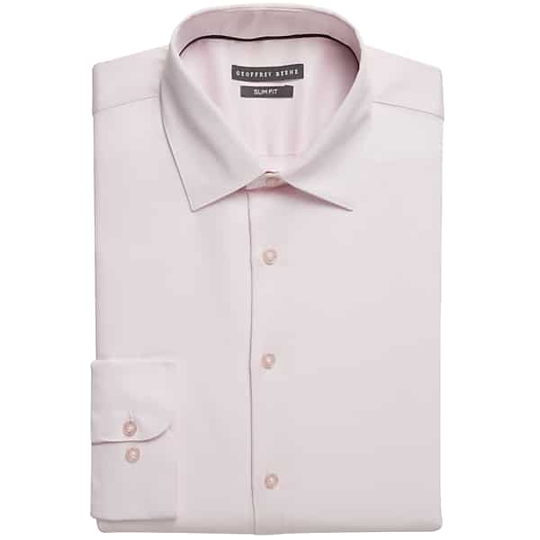 Geoffrey Beene Mens Slim Fit Cotton Blend Spread Collar Dress Shirt Light Pink