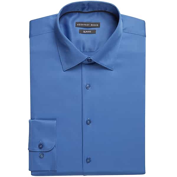 Geoffrey Beene Men's Slim Fit Cotton Blend Spread Collar Dress Shirt Ocean Blue - Size: 17 1/2 34/35 TMW51GB75561