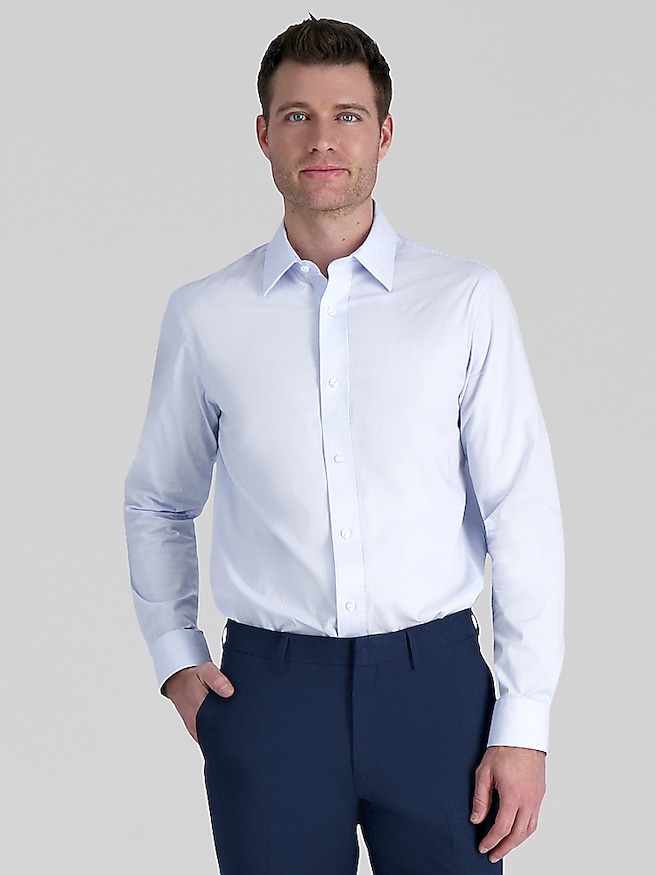 Haggar Men's Premium Comfort Classic Fit Stripe Dress Shirt , Blue Stripe