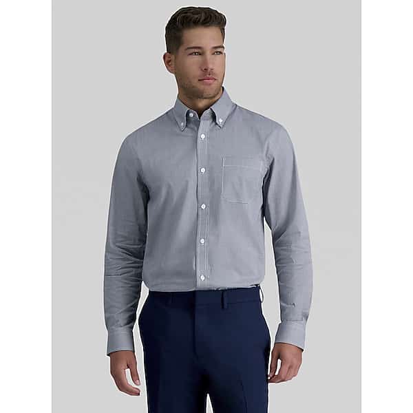 Haggar Men's Premium Comfort Classic Fit Check Dress Shirt Black Check - Size: 17 32/33