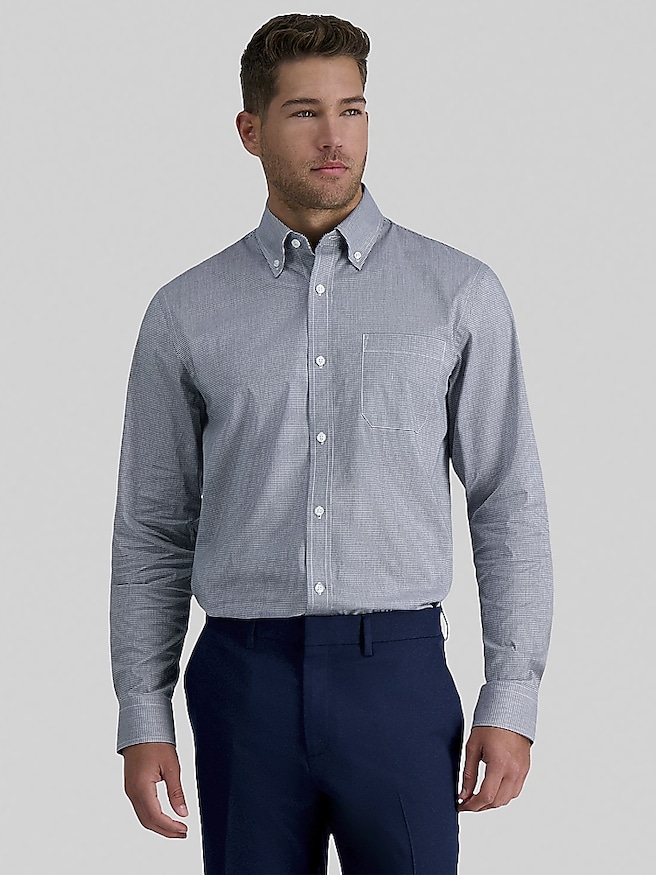 Haggar Men's Premium Comfort Classic Fit Check Dress Shirt , Black Check
