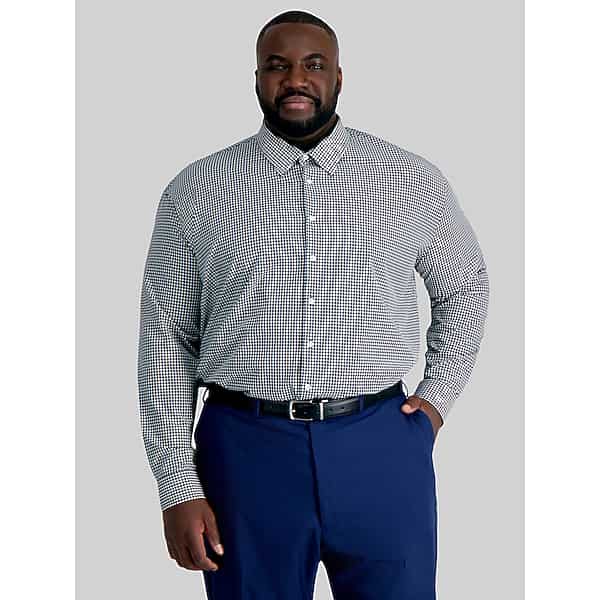 Haggar Men's Classic Fit Check Big & Tall Dress Shirt Black Check - Size: 22 34/35