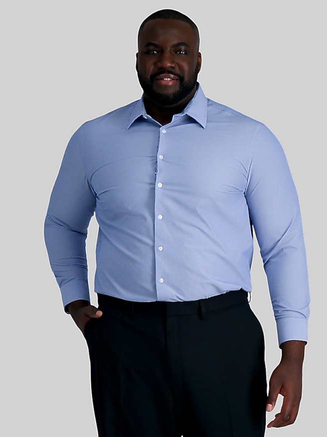 Haggar Classic Fit Dress Shirt -- Big & Tall Blue Stripe