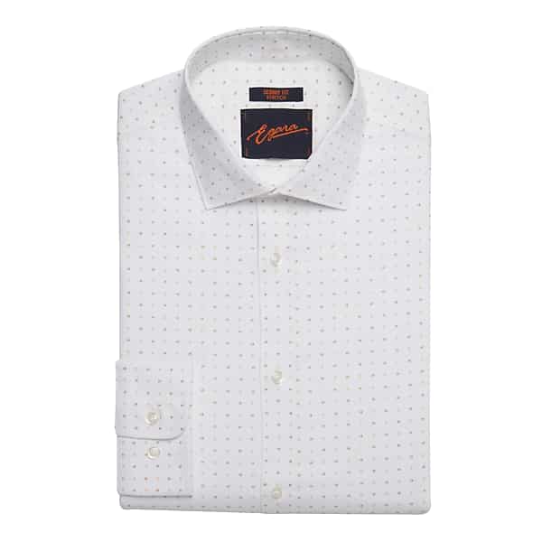 Egara Men's Skinny Fit Square Pattern Dress Shirt Rust - Size: 18 34/35 TMW52BB80599