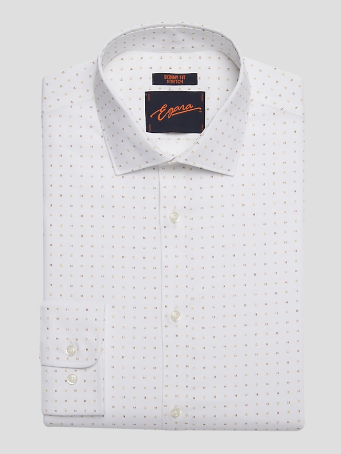 Egara Skinny Fit Square Pattern Dress Shirt