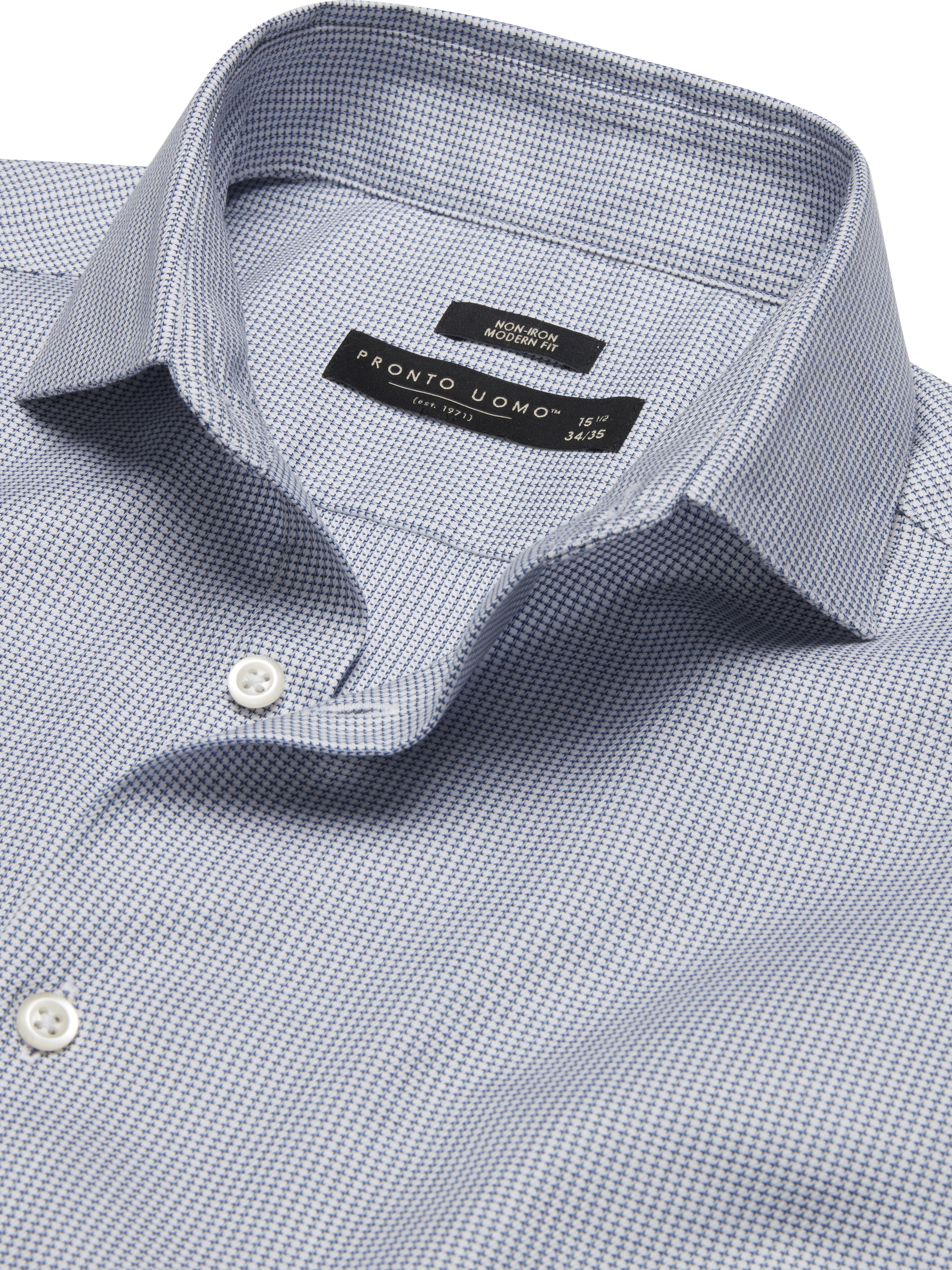 Modern Fit Cotton Micro Grid Spread Collar Dress Shirt