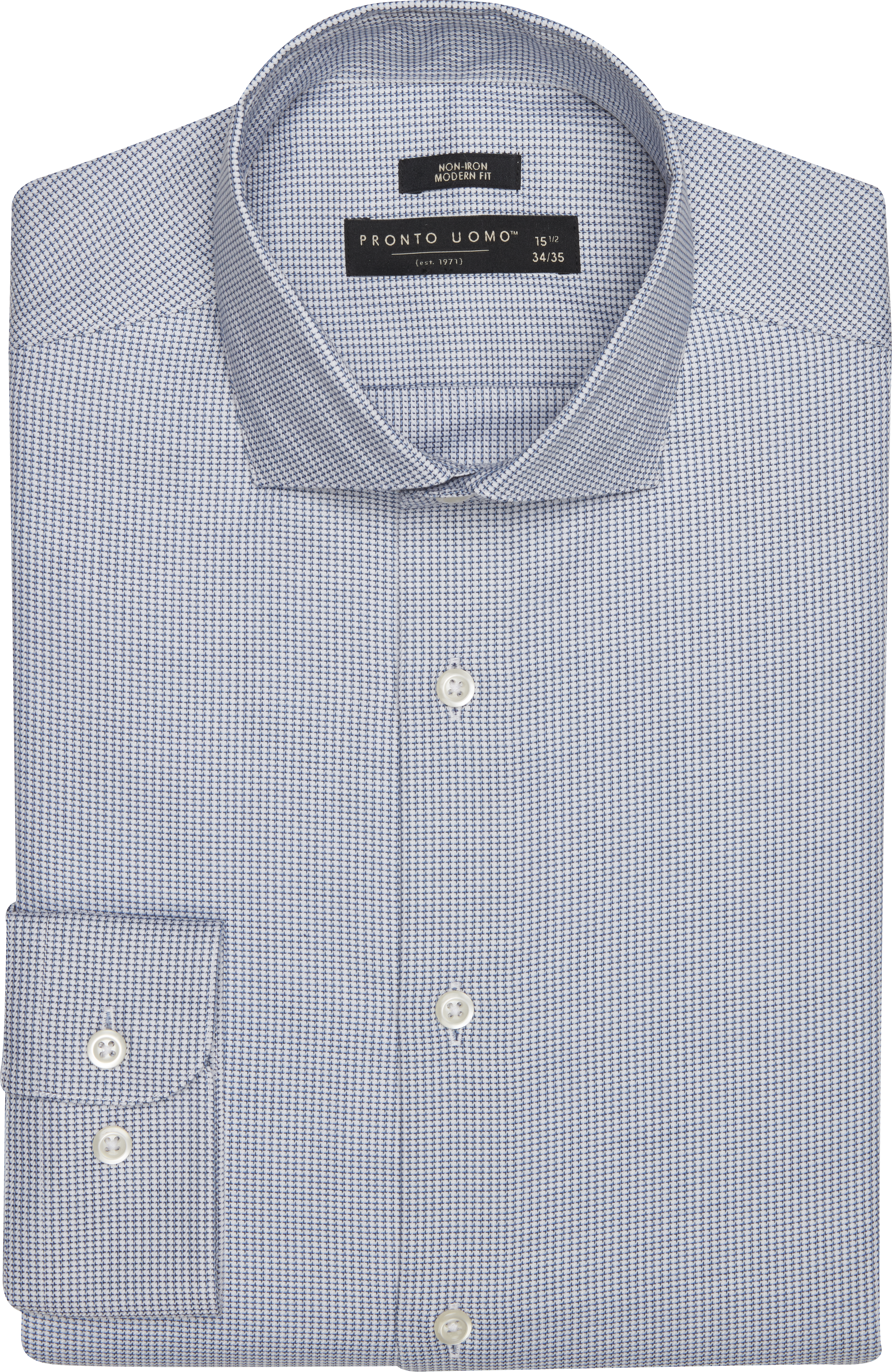 Modern Fit Cotton Micro Grid Spread Collar Dress Shirt