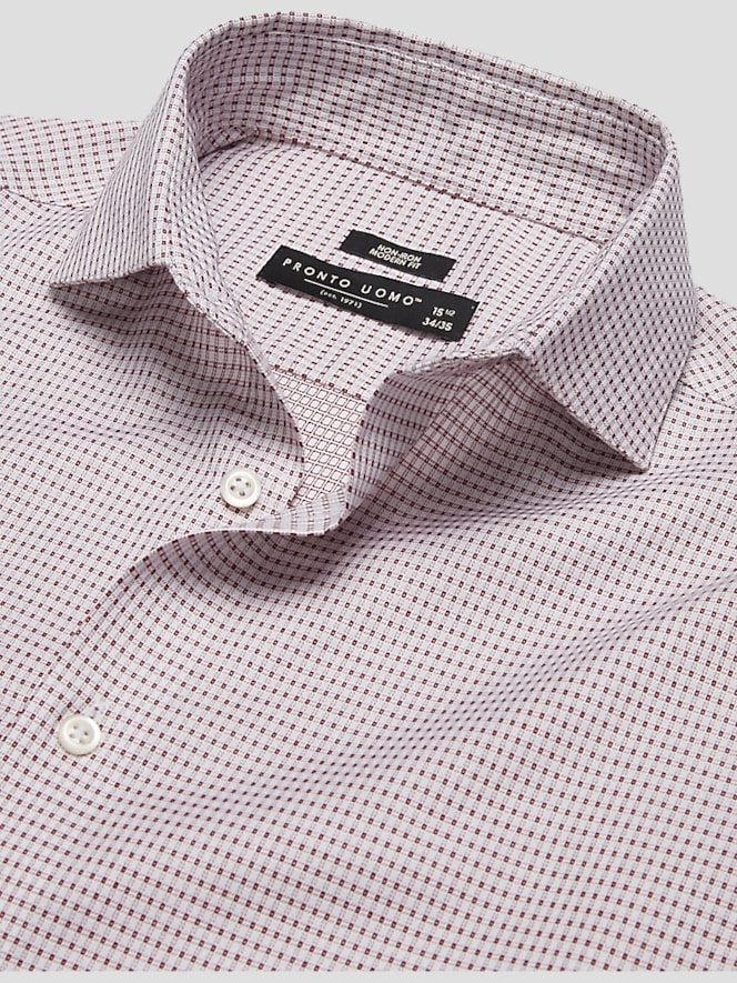 Pronto Uomo Modern Fit Check Spread Collar Dress Shirt