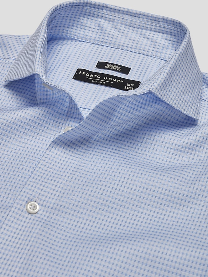 Pronto Uomo Modern Fit Check Spread Collar Dress Shirt