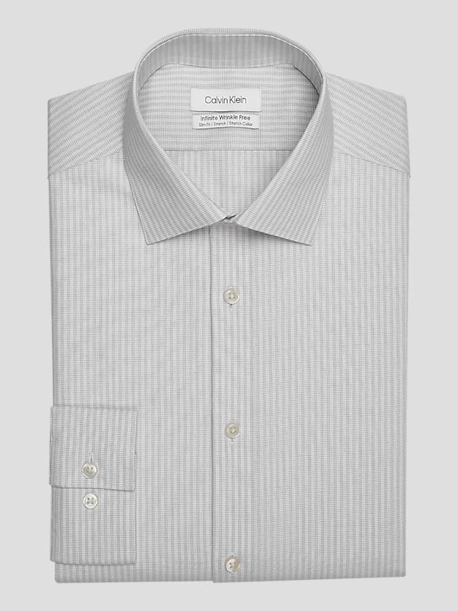 Calvin Klein Slim Fit Wrinkle-Resistant Stripe Dress Shirt