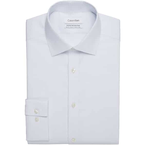 Calvin Klein Men's Slim Fit Wrinkle-Resistant Dress Shirt Blue Fancy - Size: 15 32/33 TMW52BE50382