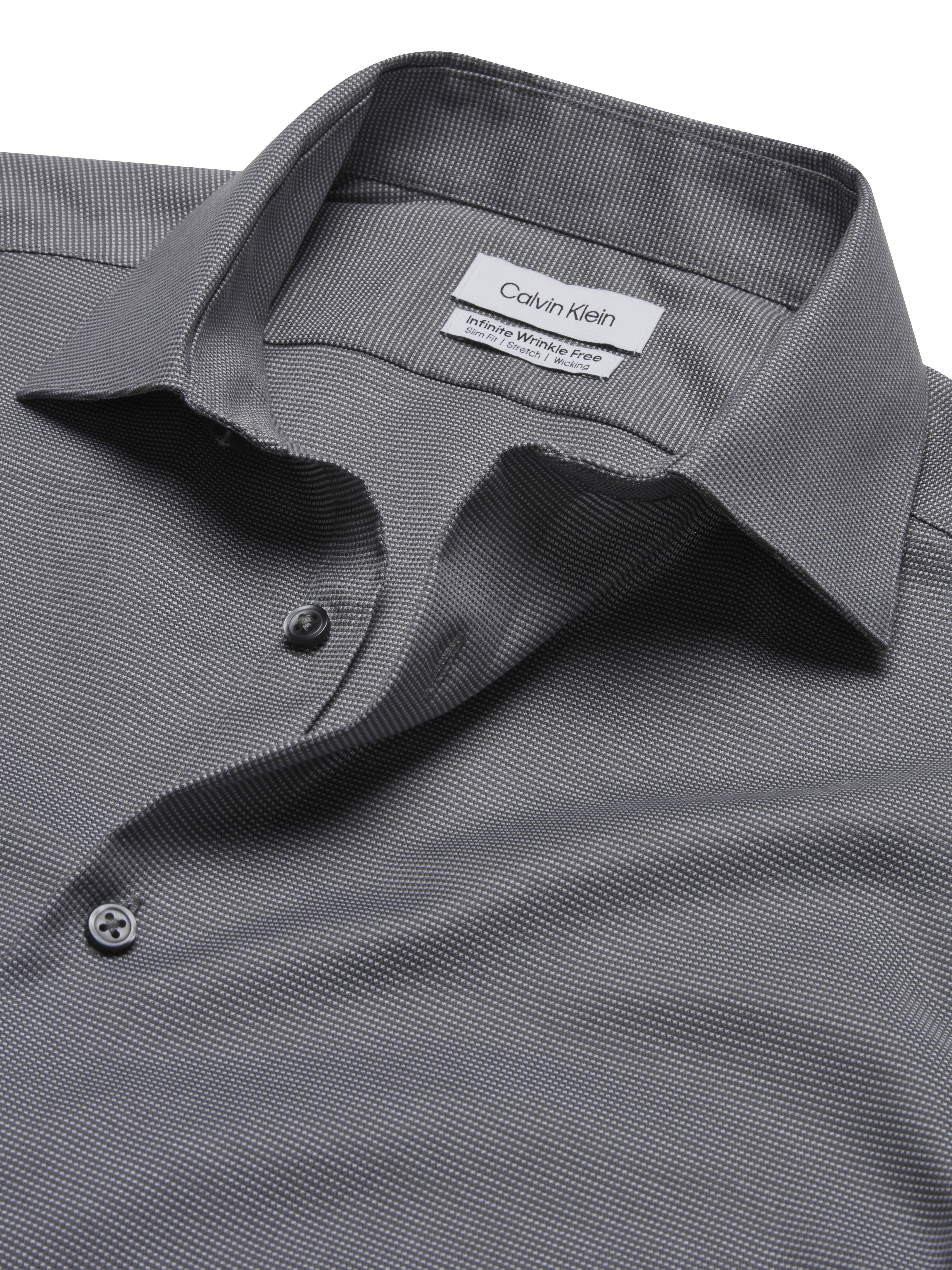 Slim Fit Spread Collar Textured Dress Shirt