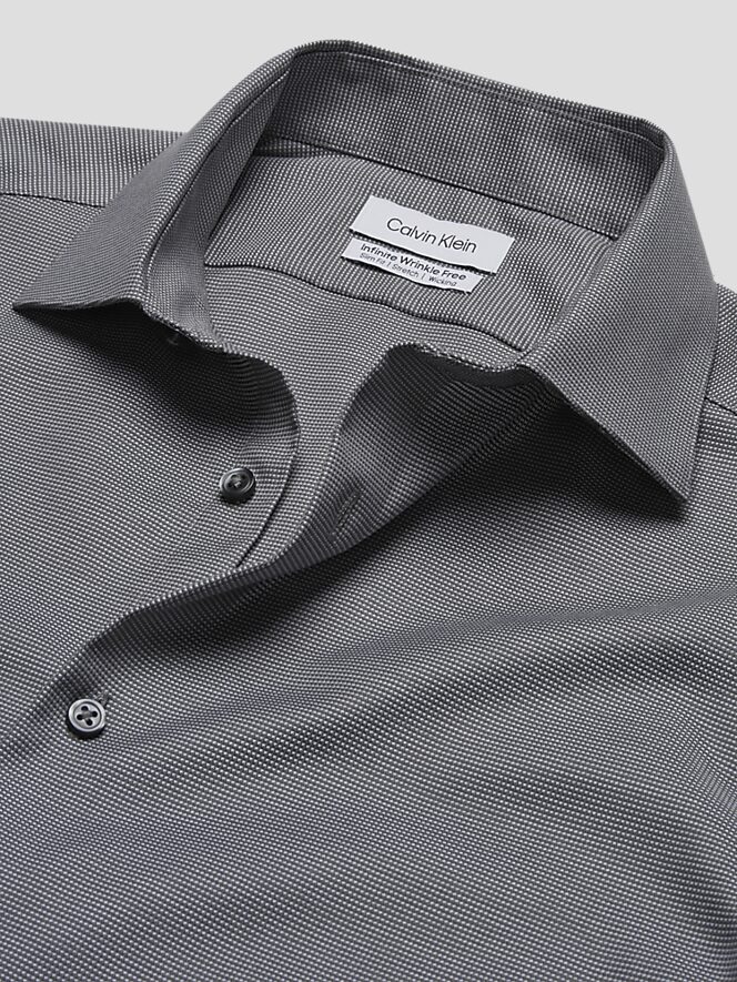 Calvin Klein Slim Fit Spread Collar Textured Dress Shirt Dress Shirts