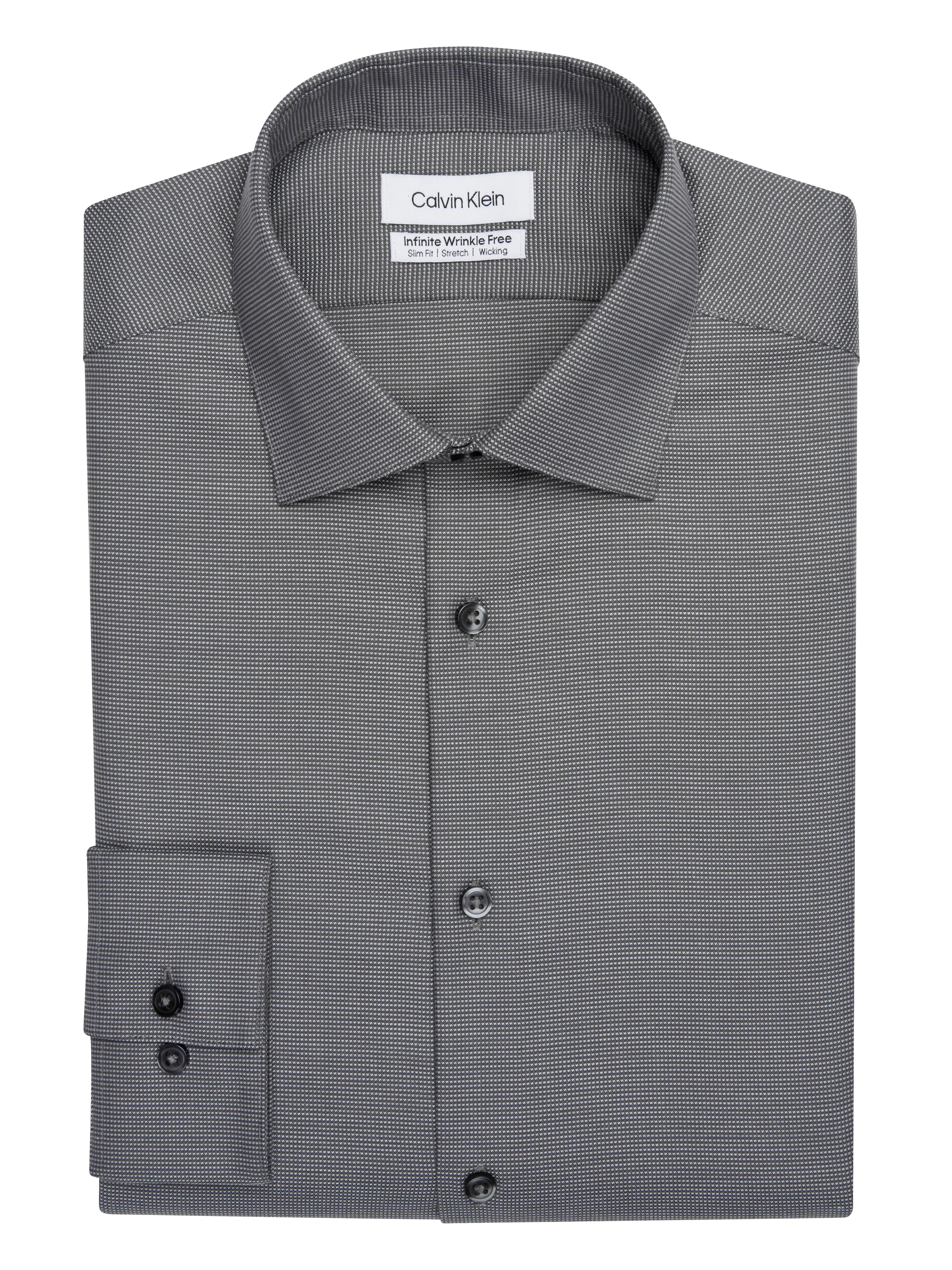 Slim Fit Spread Collar Textured Dress Shirt