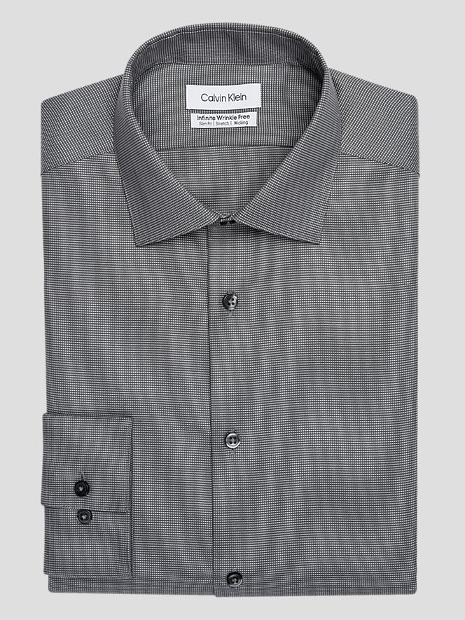 Calvin Klein Slim Fit Spread Collar Textured Dress Shirt Dress Shirts