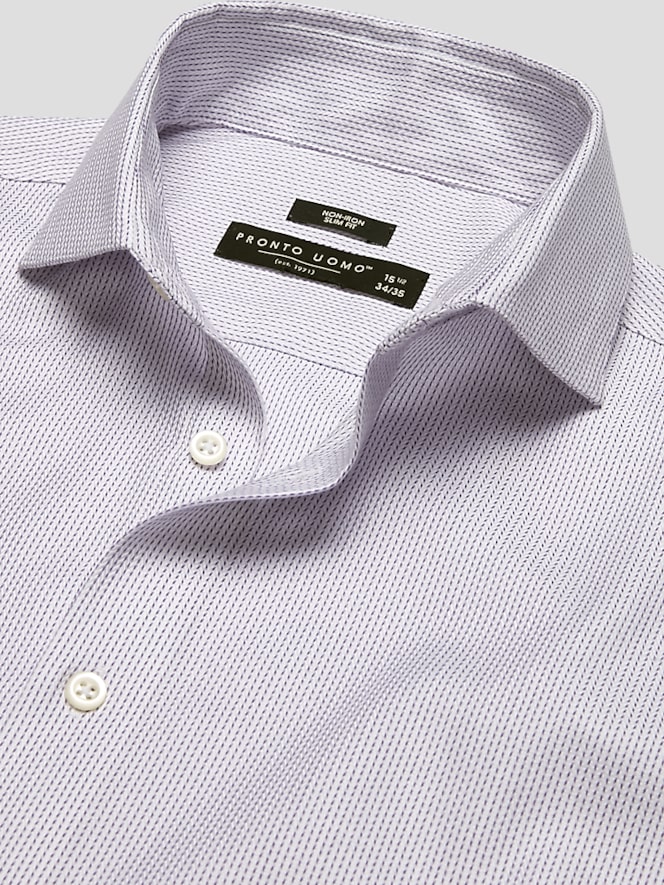 Pronto Uomo Slim Fit Herringbone Spread Collar Dress Shirt