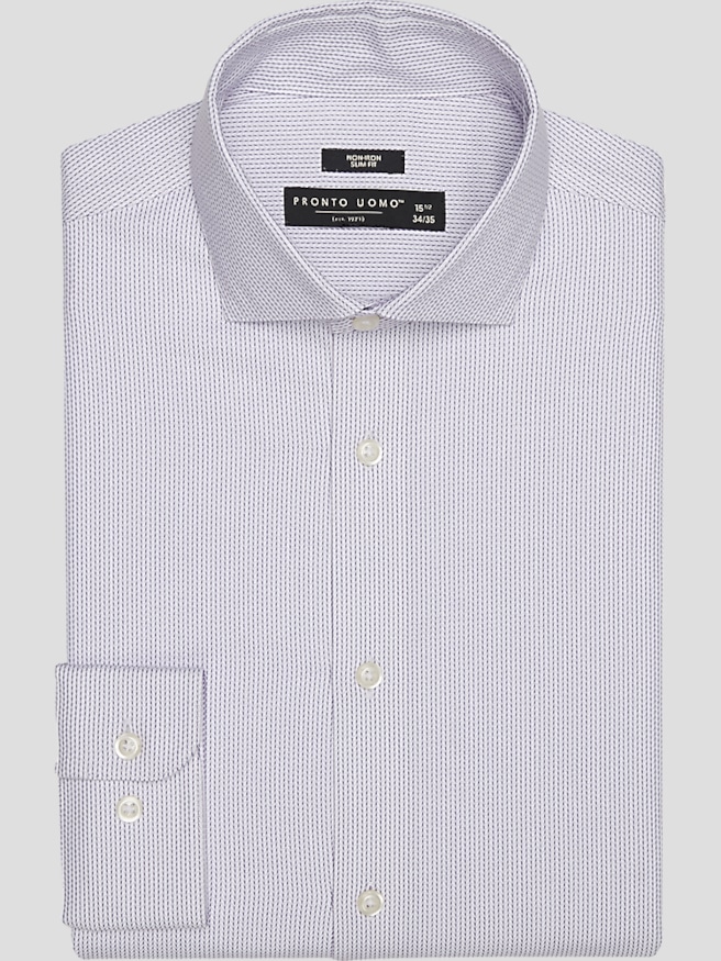 Classic Fit Grid Herringbone Dress Shirt