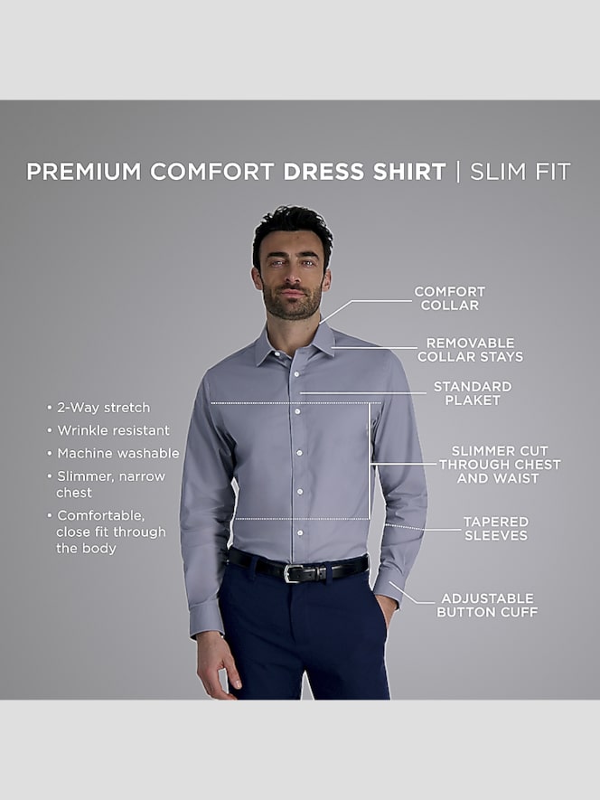 Haggar Premium Comfort Slim Fit Solid Color Dress Shirt