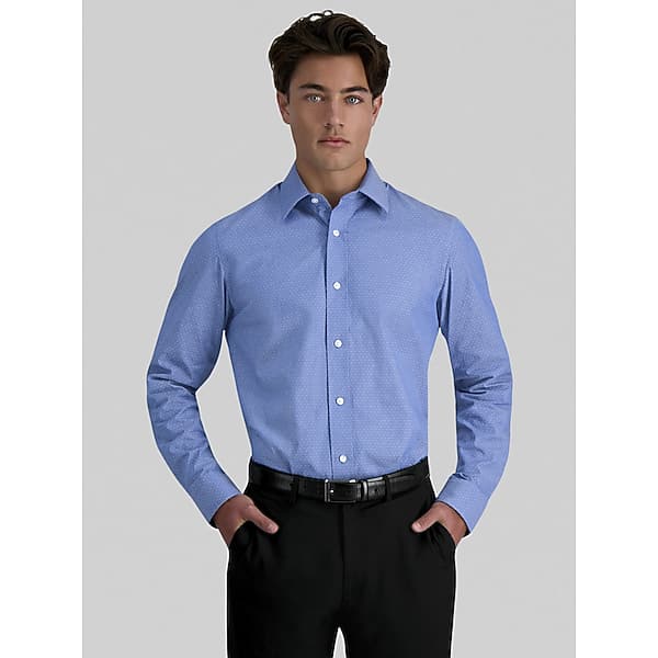 haggar mens premium comfort slim fit dobby dress shirt blue