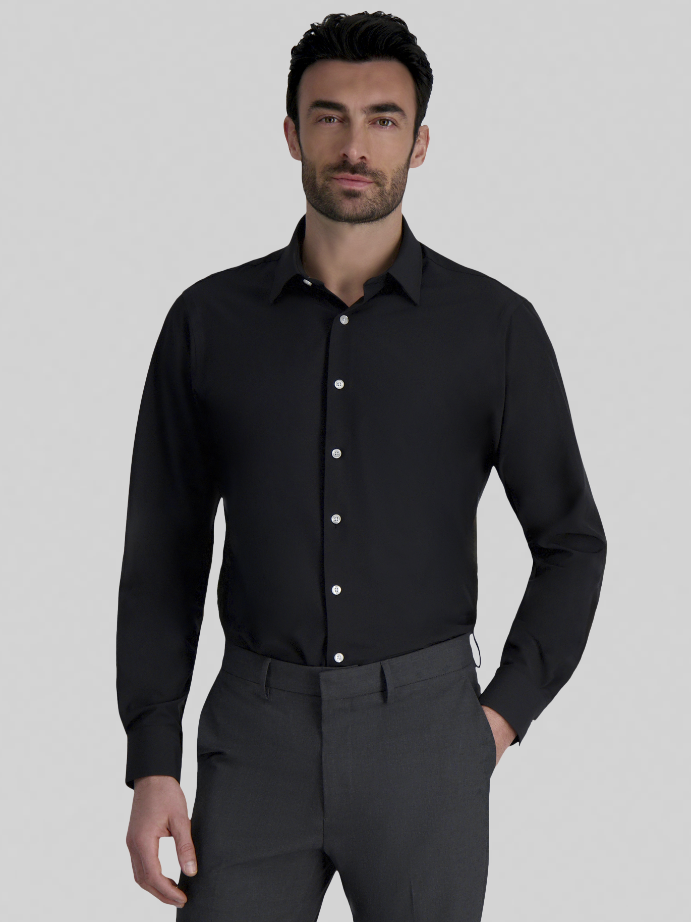 Smart Wash Classic Fit Solid Color Dress Shirt