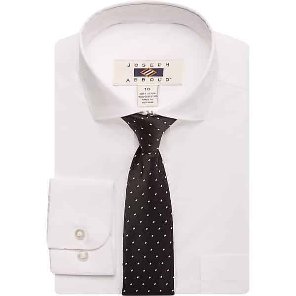 Joseph Abboud Boys' Dress Shirt with Black Polka Dot Tie Set White - Size: Boys 8 TMW52YYB0801