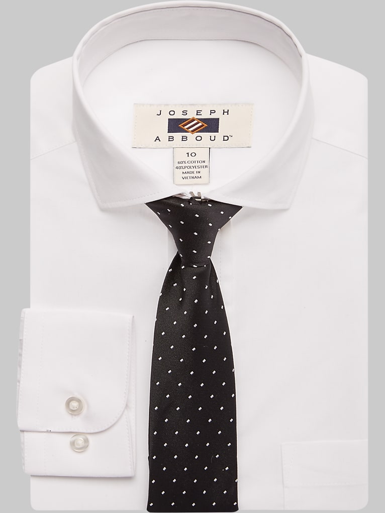 Joseph Abboud Boys' Dress Shirt with Black Polka Dot Tie Set