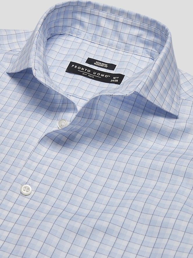 Pronto Uomo Modern Fit Tonal Plaid Spread Collar Dress Shirt