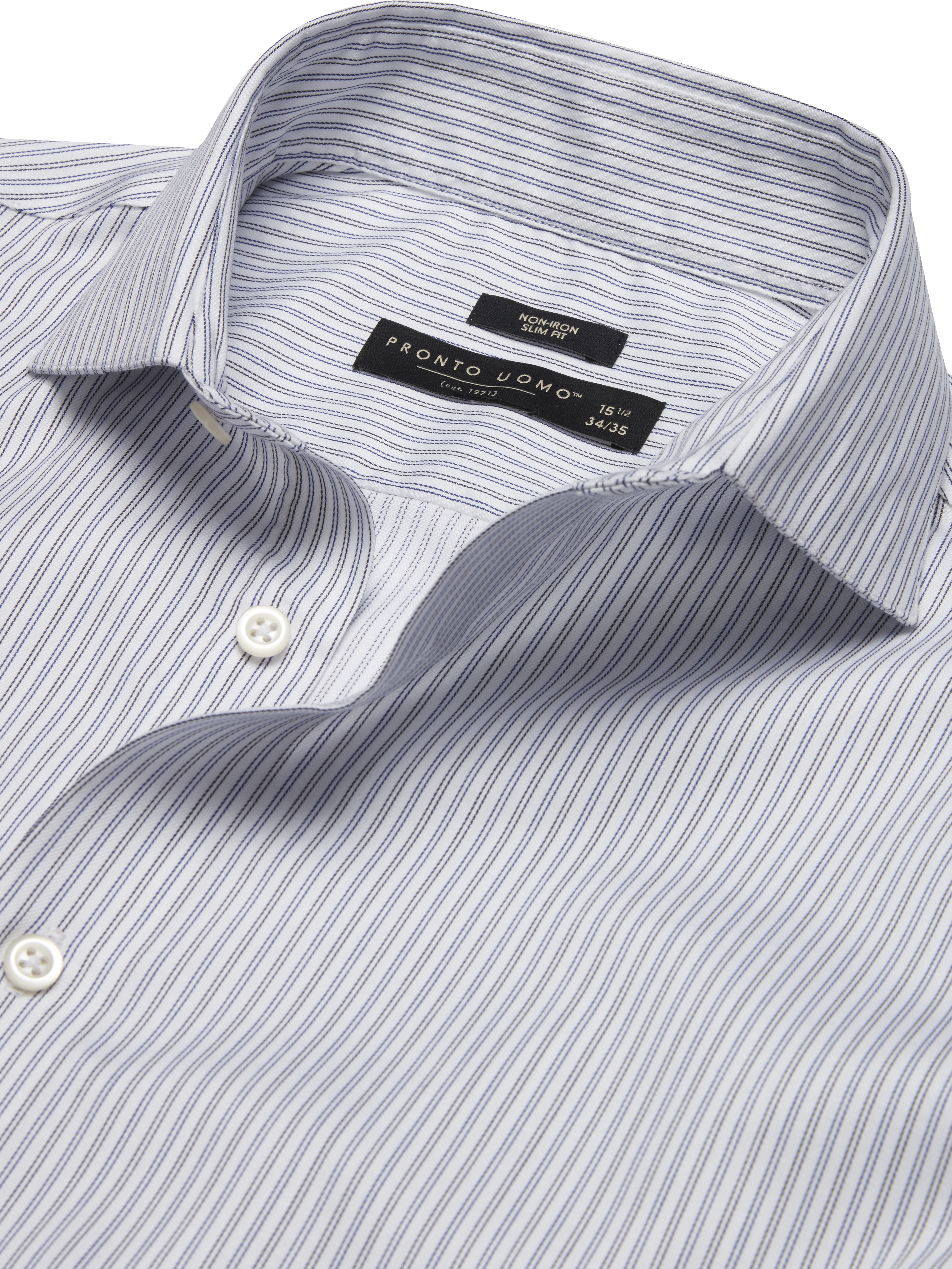 Slim Fit Stripe Spread Collar Dress Shirt