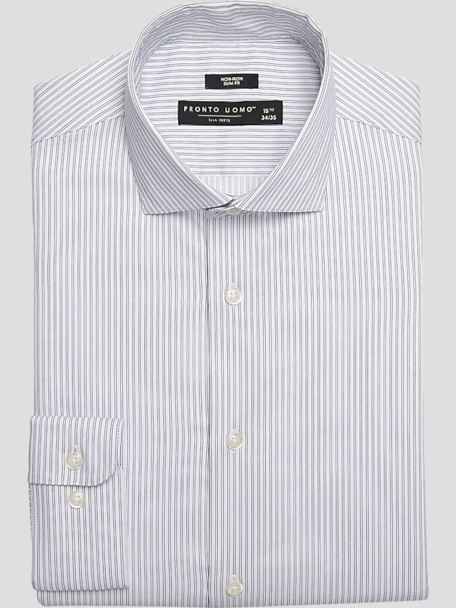 Pronto Uomo Slim Fit Stripe Spread Collar Dress Shirt