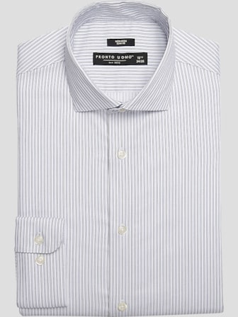 dress shirts for sale PLAID PERFORMANCE SHIRT GREY/WHITE / L (16-16.5 34/35) / Slim Suitable for year Clearance Dress Shirts | Men's