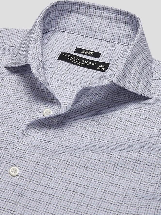 Pronto Uomo Modern Fit Multi Plaid Spread Collar Dress Shirt