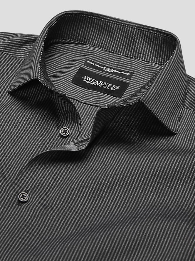 Awearness Kenneth Cole Slim Fit Performance Stretch Stripe Dress Shirt