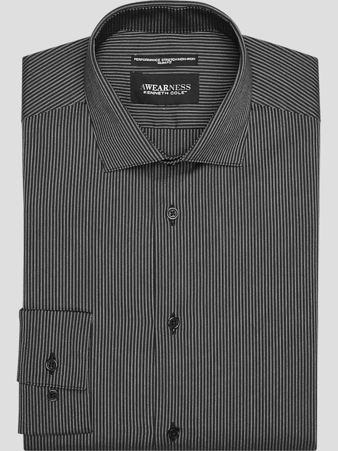Awearness Kenneth Cole Slim Fit Performance Stretch Stripe Dress Shirt