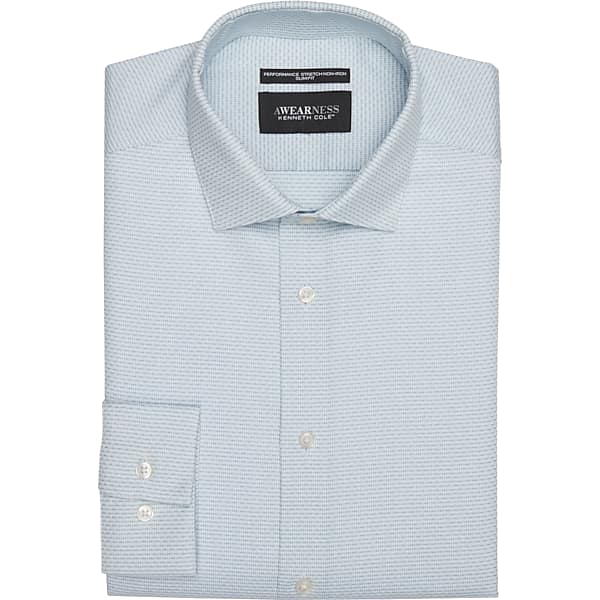 Awearness Kenneth Cole Big & Tall Men's Slim Fit Ultra Performance Stretch Dobby Dress Shirt Green - Size: 19 34/35