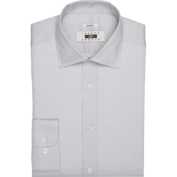 Joseph Abboud Men's Classic Fit Textured Stripe Spread Collar Dress Shirt Grey - Size: 17 1/2 34/35