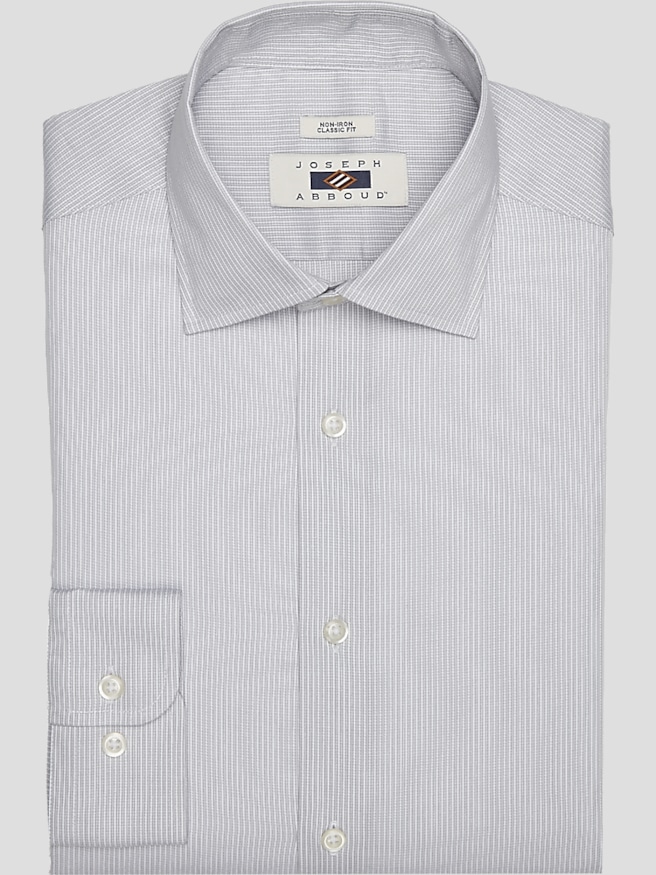 Big & Tall Men's Classic Fit Textured Stripe Spread Collar Dress Shirt