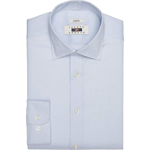 Joseph Abboud Men's Classic Fit Textured Stripe Spread Collar Dress Shirt Blue - Size: 17 34/35