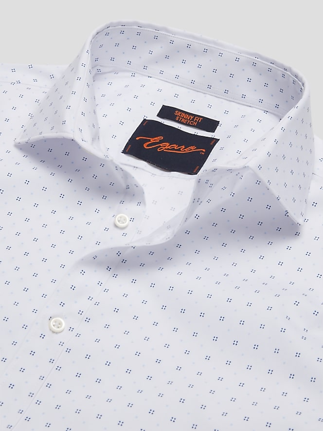 Egara Skinny Fit Tonal Squares Dress Shirt