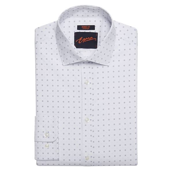 Egara Men's Skinny Fit Tonal Squares Dress Shirt Blue/Lt Blue - Size: 18 1/2 34/35 TMW53BM85591