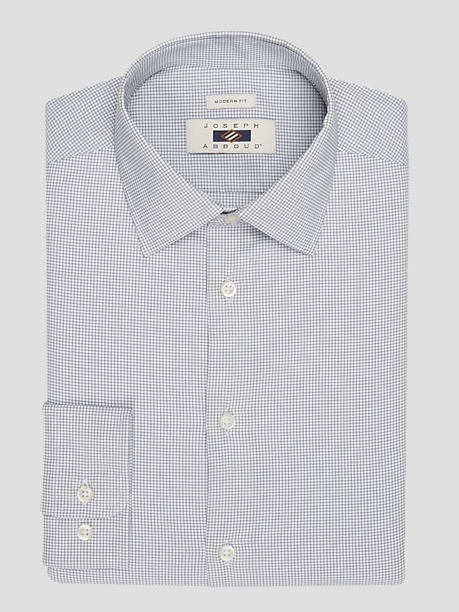 Joseph Abboud Men's Modern Fit Performance Micro Grid Dress Shirt , Grey / Gray