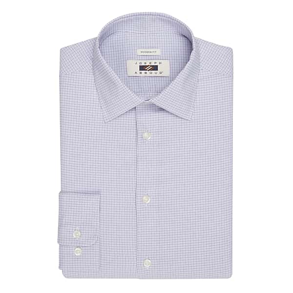 Joseph Abboud Big & Tall Men's Modern Fit Mini Check Performance Dress Shirt Lavender - Size: 17 36/37 TMW53BV70776