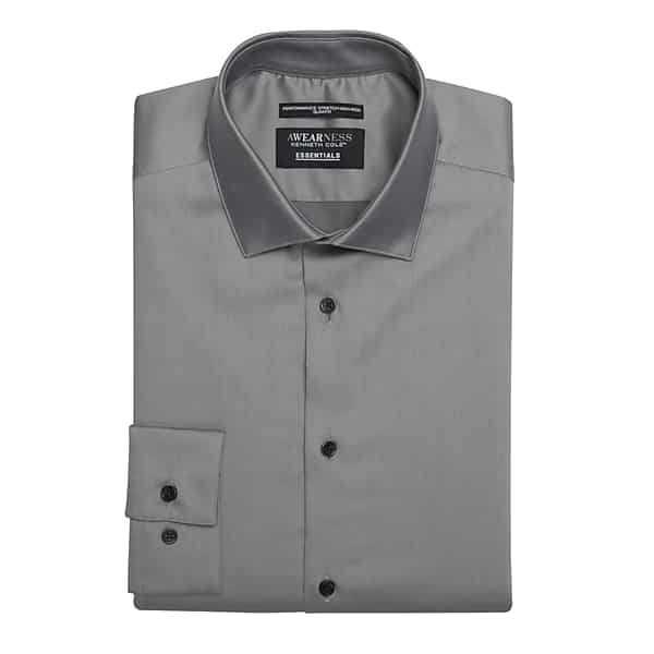 Awearness Kenneth Cole Men's Slim Fit Ultra Performance Stretch Solid Dress Shirt Charcoal - Size: 19 36/37 TMW53BX90712
