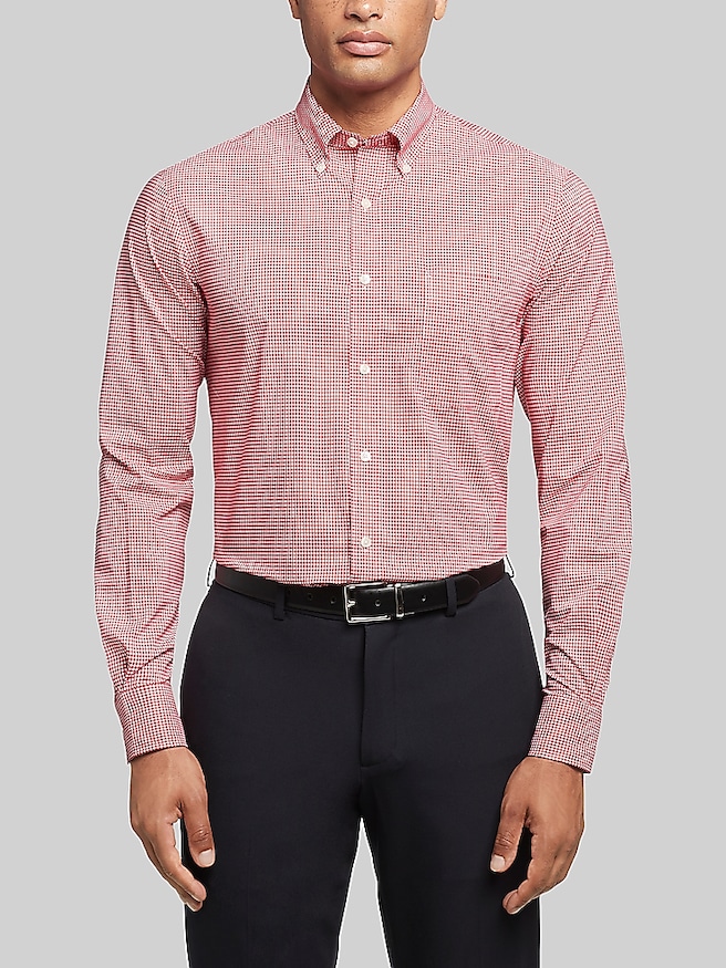 Tommy Hilfiger Regular Fit Gingham Dress Shirt Red Check