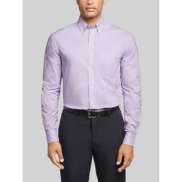 Tommy Hilfiger Men's Regular Fit Gingham Dress Shirt Purple - Size: 15 1/2 32/33