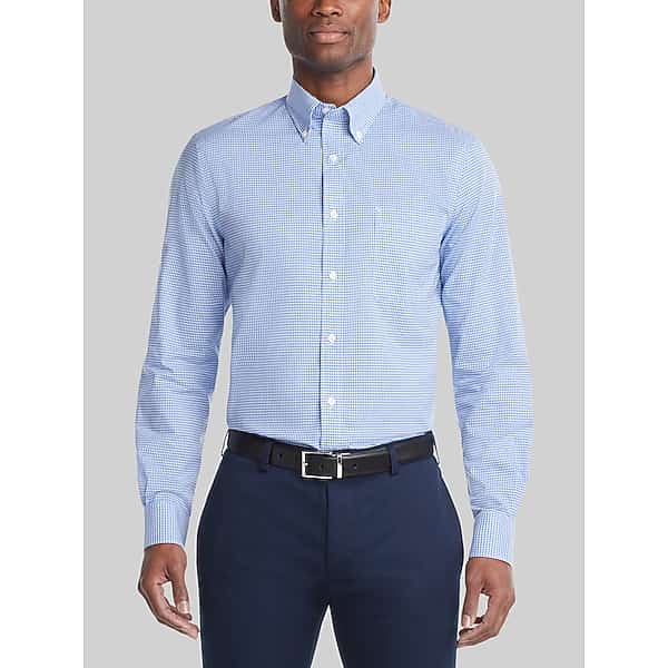 Tommy Hilfiger Men's Regular Fit Gingham Dress Shirt Blue Check - Size: 17 34/35