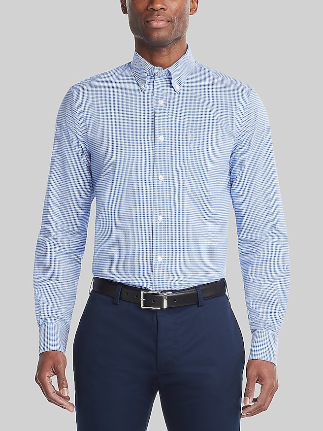 Tommy Hilfiger Regular Fit Gingham Dress Shirt Blue Check