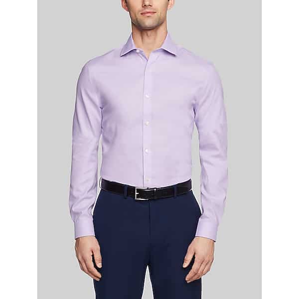 Tommy Hilfiger Big & Tall Men's Slim Fit Dress Shirt Lavender Solid - Size: 18 34/35